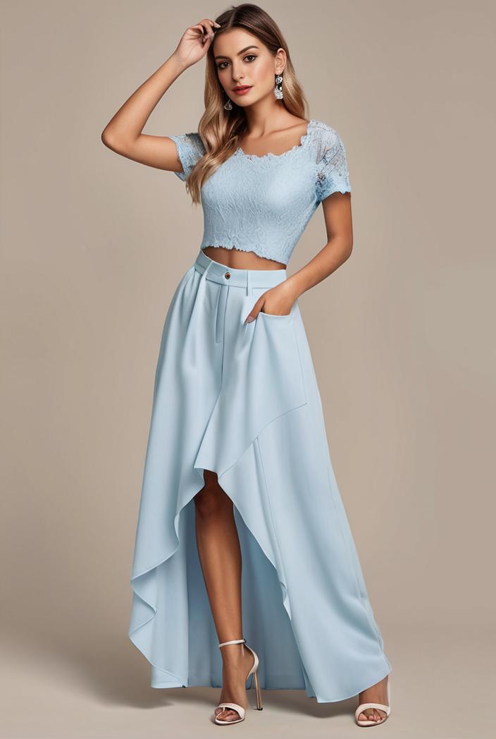 elegant chiffon high low off the shoulder bridesmaid dress 130376