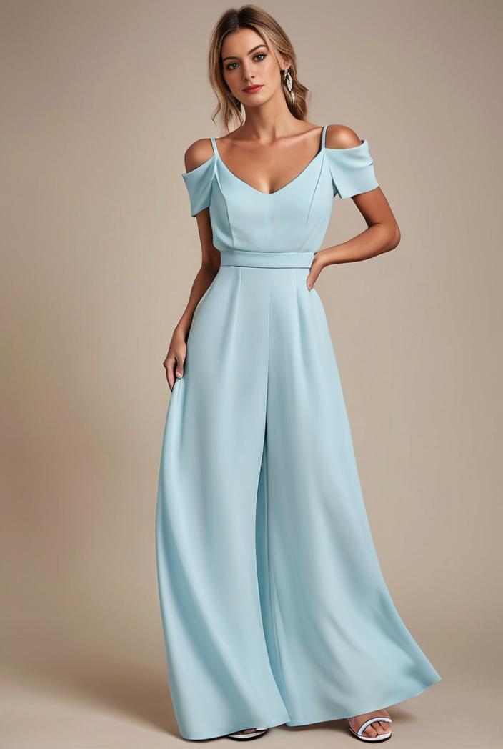 elegant chiffon high low off the shoulder bridesmaid dress 130383