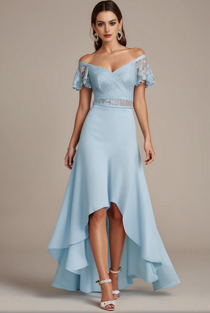 elegant chiffon high low off the shoulder bridesmaid dress 130416