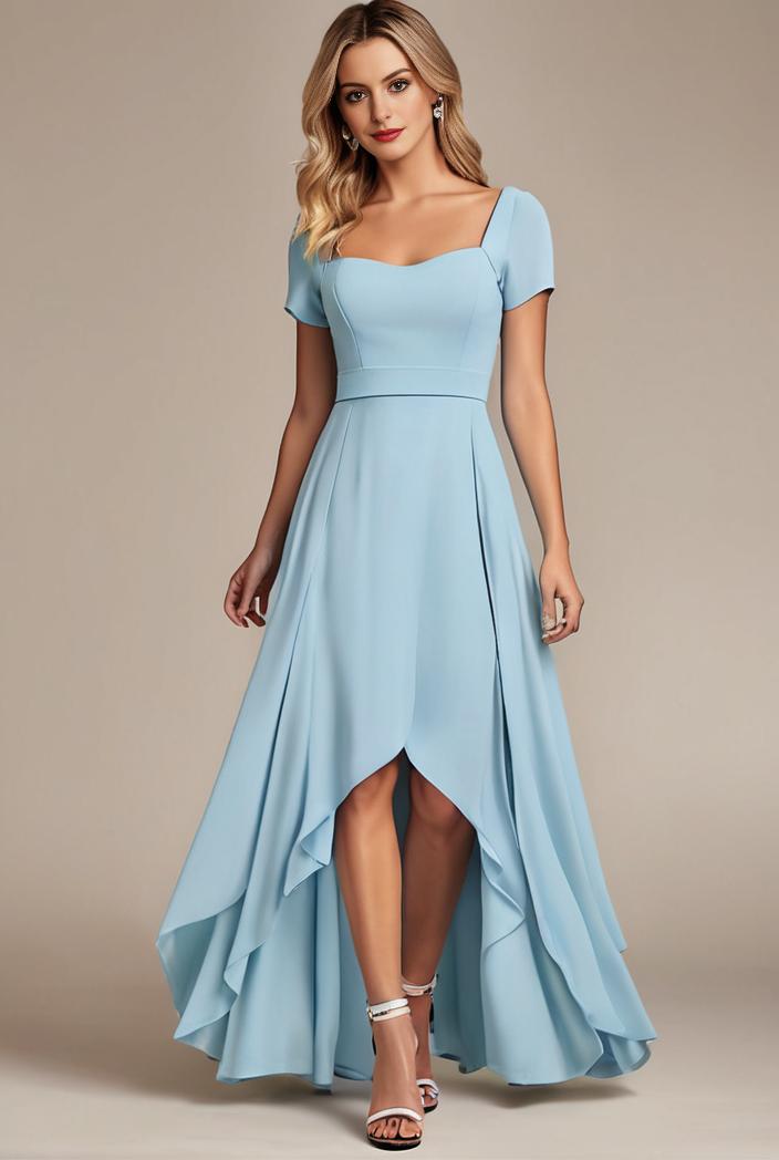 elegant chiffon high low off the shoulder bridesmaid dress 130413