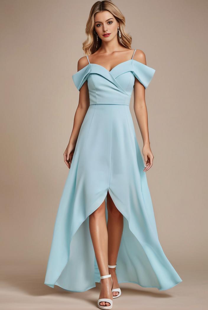 elegant chiffon high low off the shoulder bridesmaid dress 130415