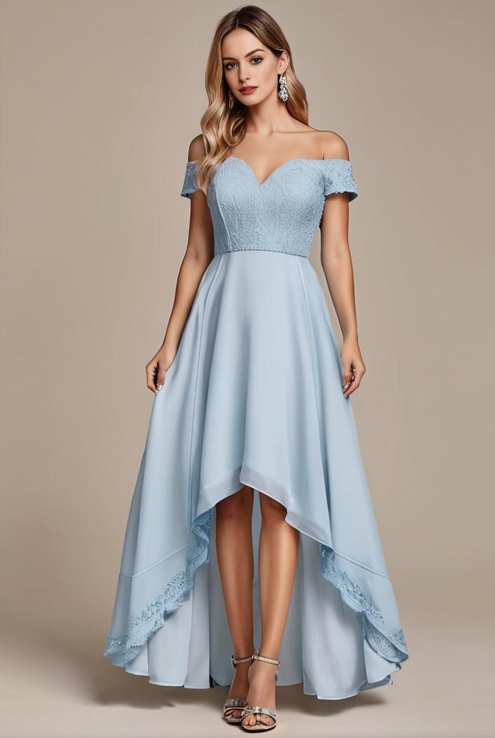 elegant chiffon high low off the shoulder bridesmaid dress 130414