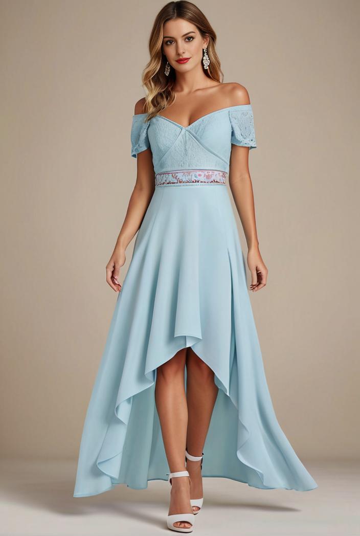 elegant chiffon high low off the shoulder bridesmaid dress 130417