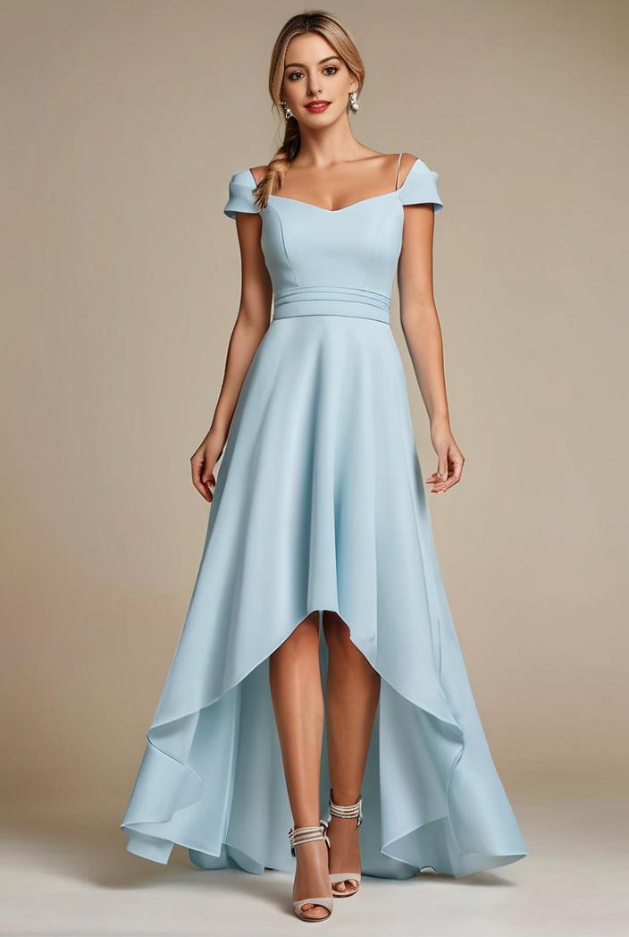 elegant chiffon high low off the shoulder bridesmaid dress 130418