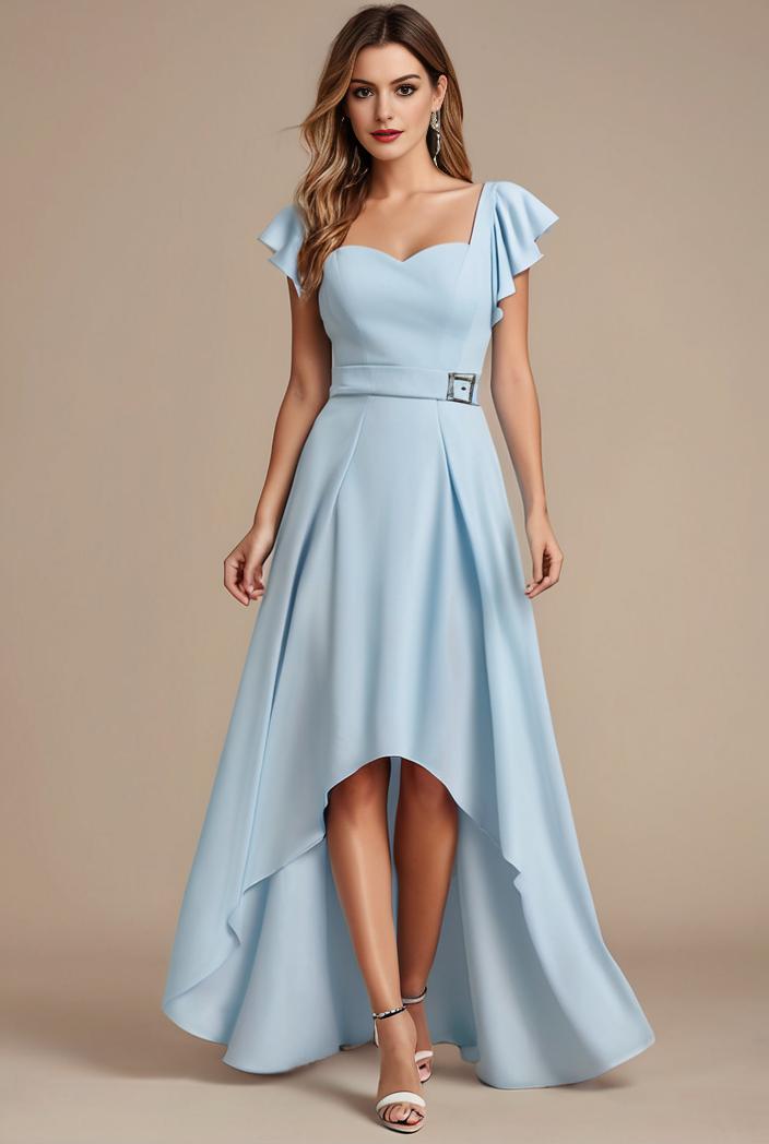 elegant chiffon high low off the shoulder bridesmaid dress 130419
