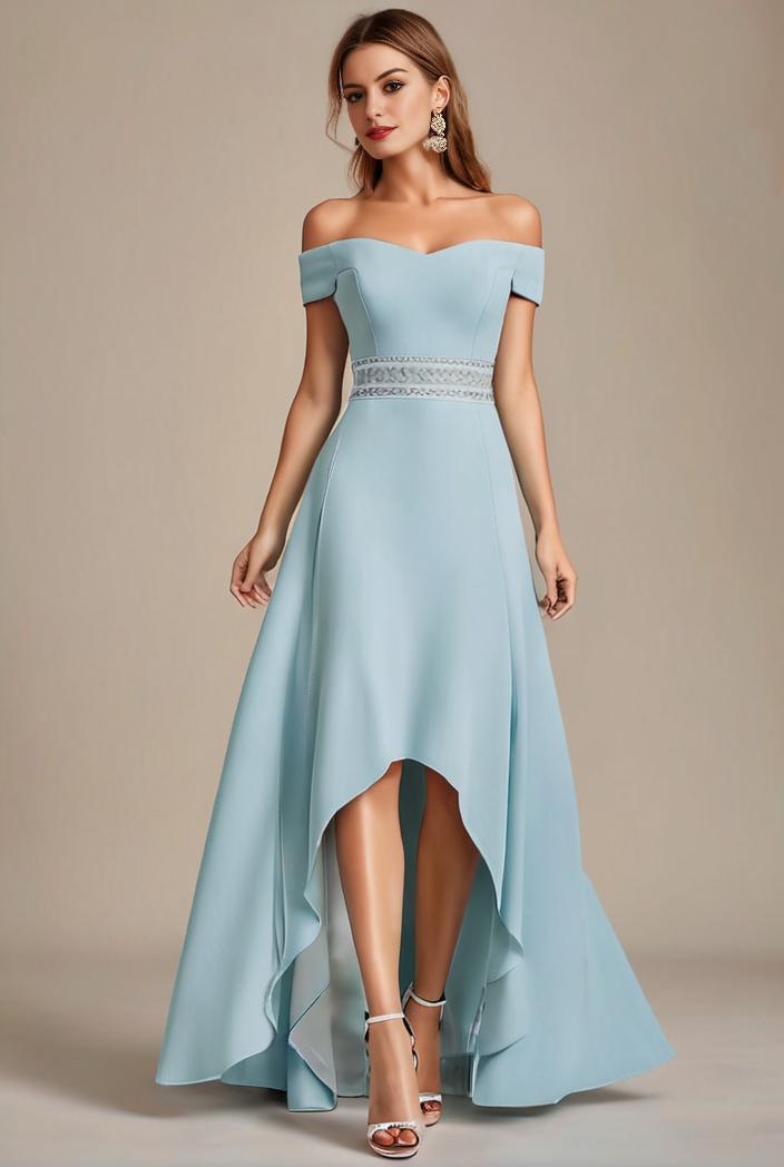 elegant chiffon high low off the shoulder bridesmaid dress 130420