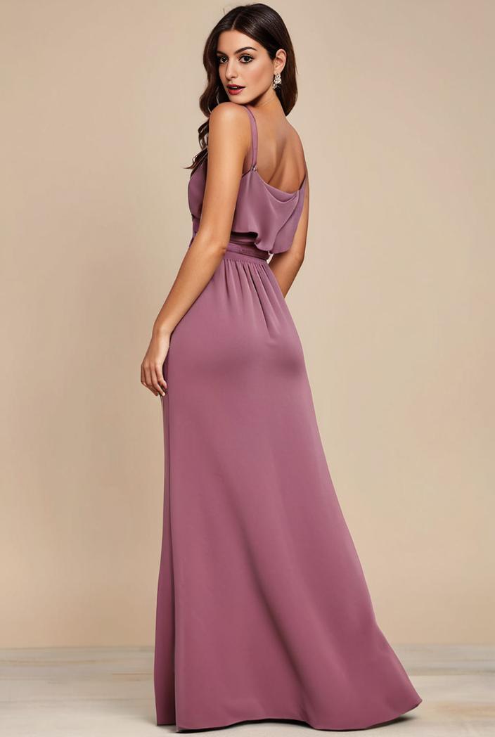 elegant chiffon high low off the shoulder bridesmaid dress 130428