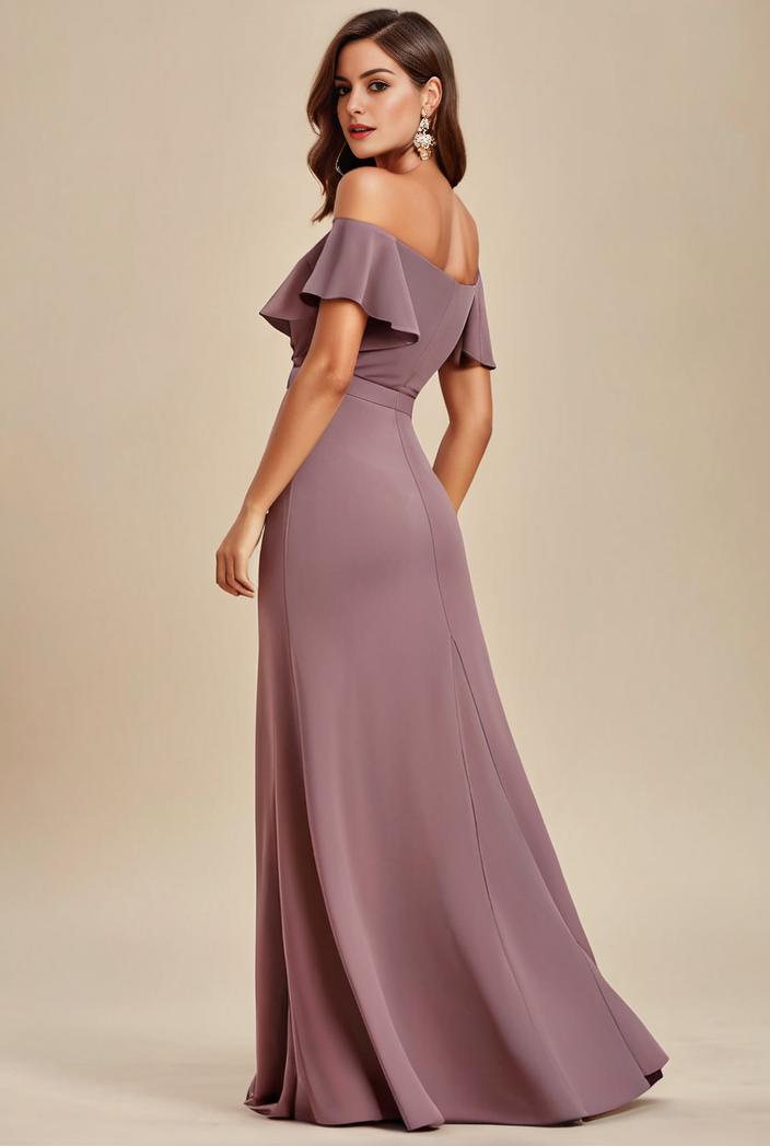 elegant chiffon high low off the shoulder bridesmaid dress 130426