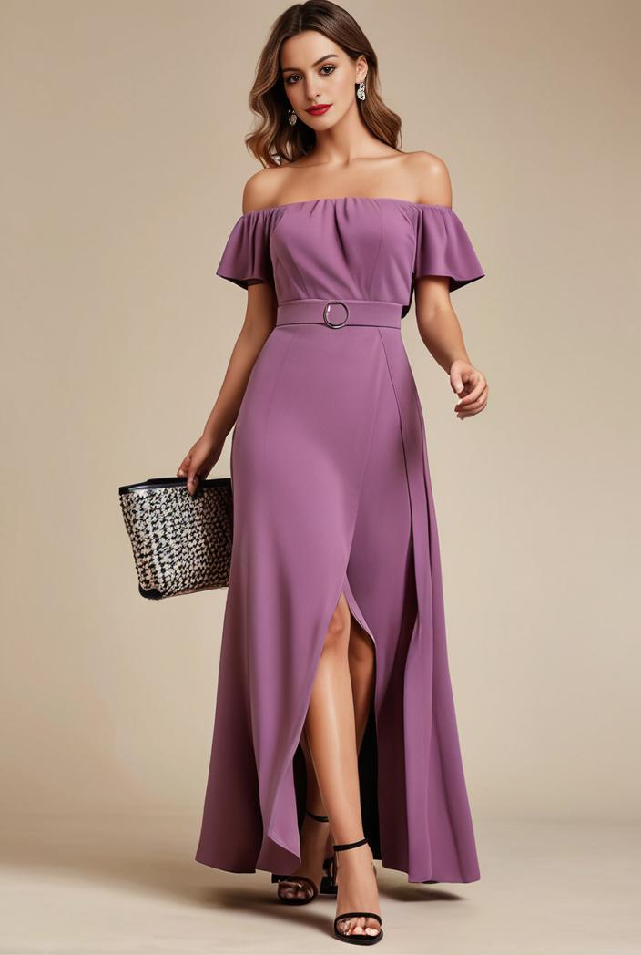 elegant chiffon high low off the shoulder bridesmaid dress 130430