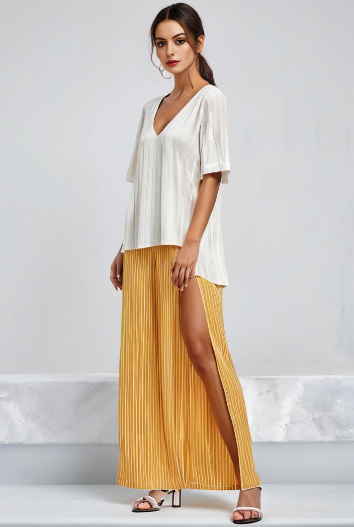 pleated high waist commuting temperament maxi dress 135548