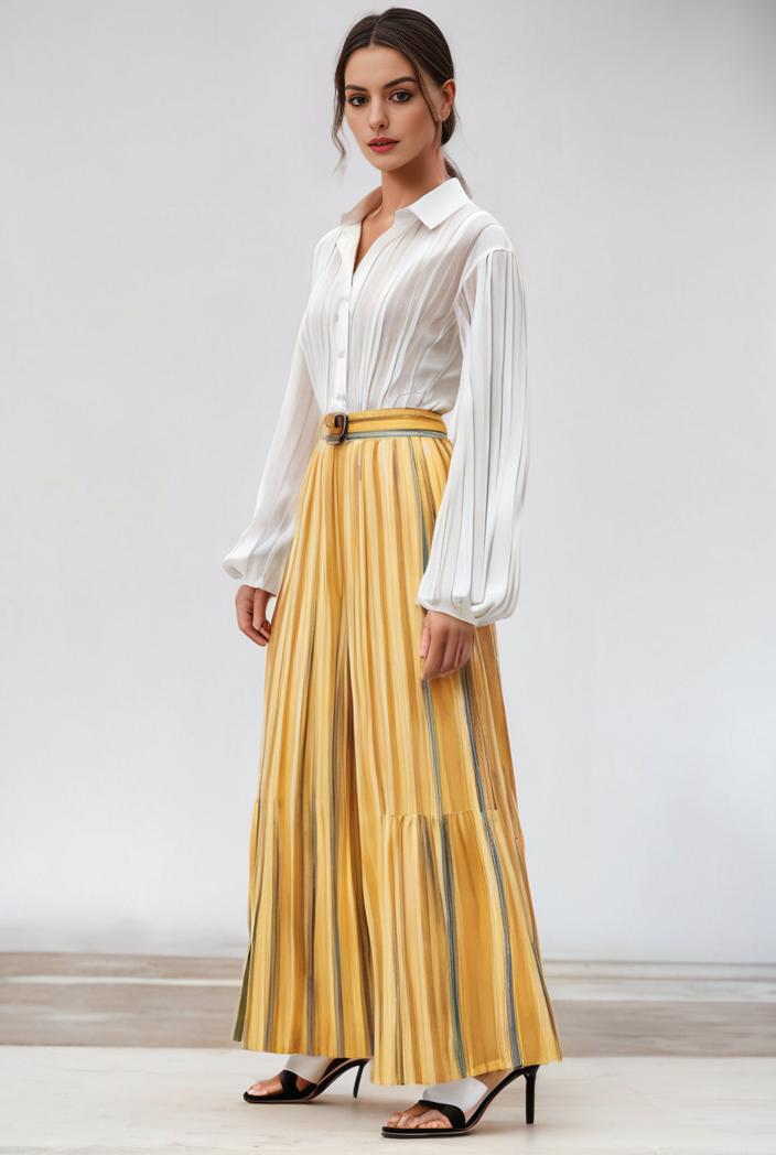 pleated high waist commuting temperament maxi dress 135549