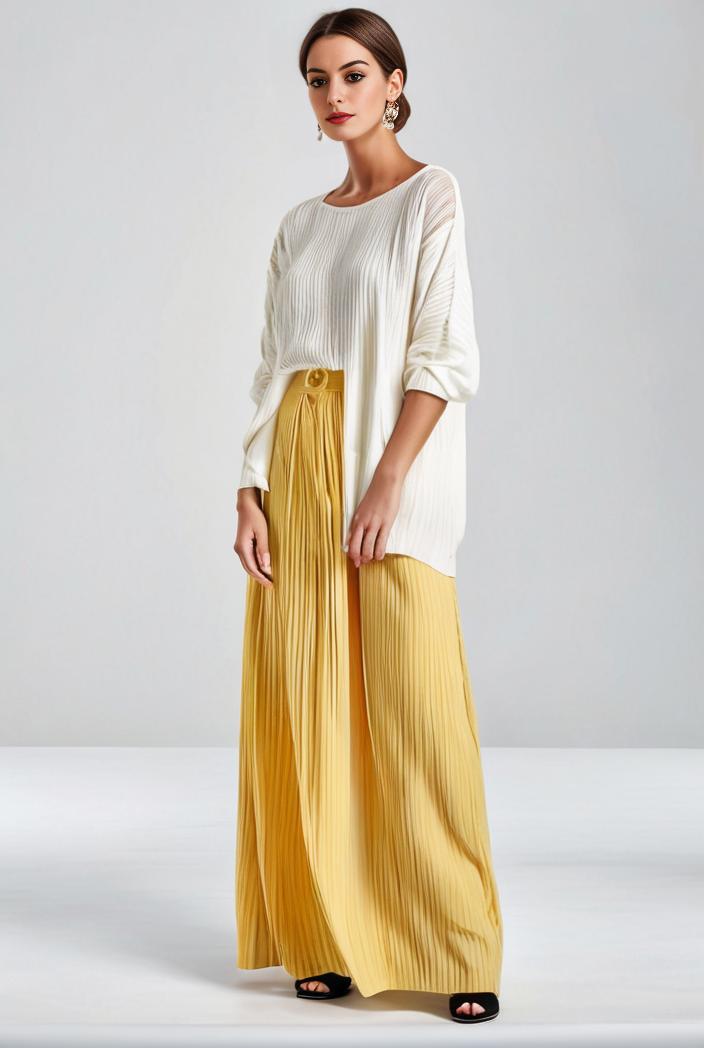 pleated high waist commuting temperament maxi dress 135555