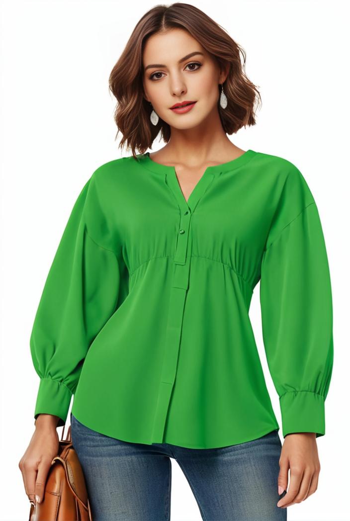 plus size casual blouse women s plus solid button up lantern sleeve turn down collar nipped waist blouse 136466