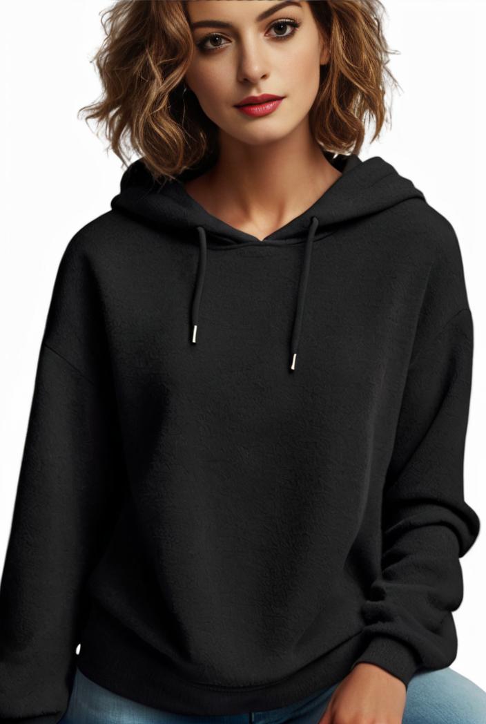 plus size casual hoodie women s plus solid ribbed long sleeve slight stretch hoodie drawstring sweatshirt 136516