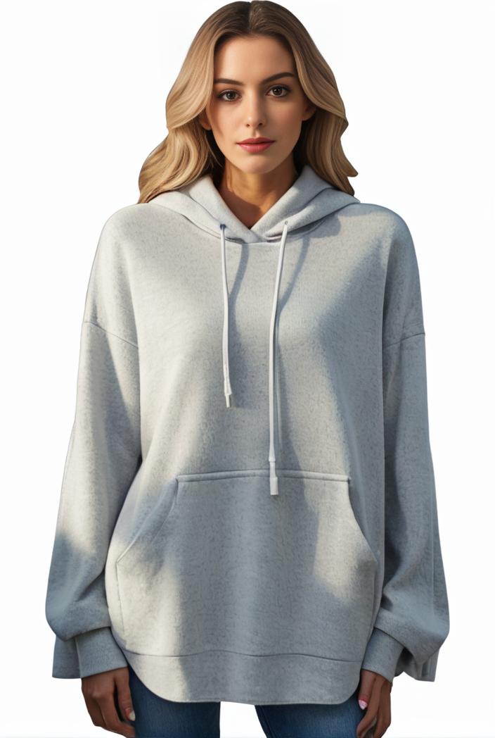 plus size casual hoodie women s plus solid ribbed long sleeve slight stretch hoodie drawstring sweatshirt 136540