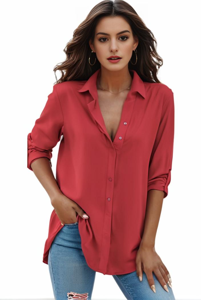 plus size formal shirt women s plus plain long sleeve turn down collar button up workwear shirt 137125