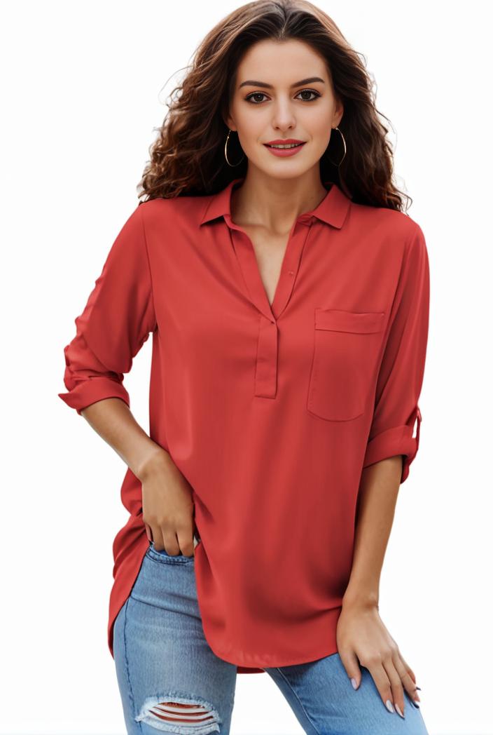plus size formal shirt women s plus plain long sleeve turn down collar button up workwear shirt 137131