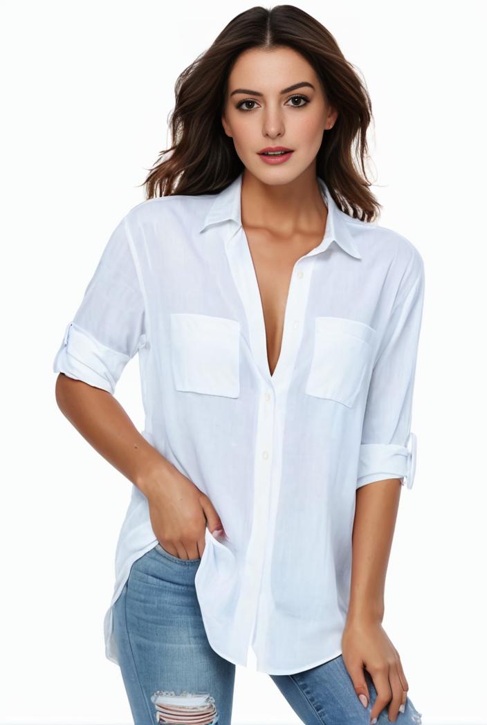 plus size formal shirt women s plus plain long sleeve turn down collar button up workwear shirt 137134