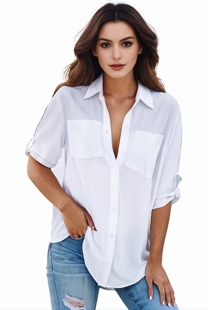 plus size formal shirt women s plus plain long sleeve turn down collar button up workwear shirt 137135