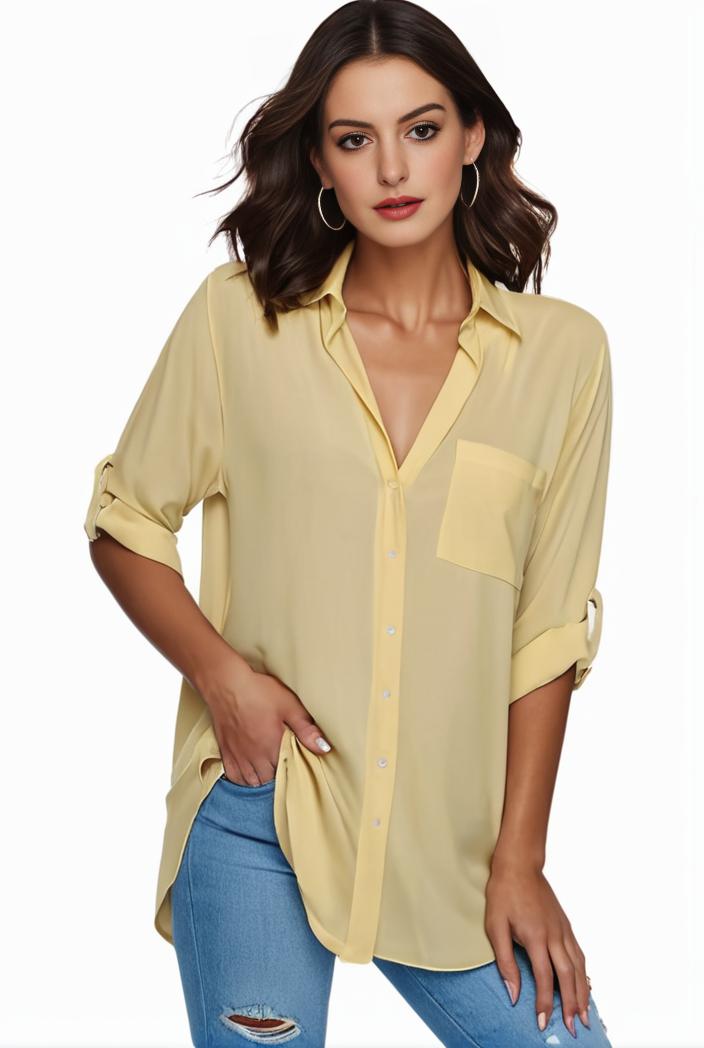 plus size formal shirt women s plus plain long sleeve turn down collar button up workwear shirt 137140