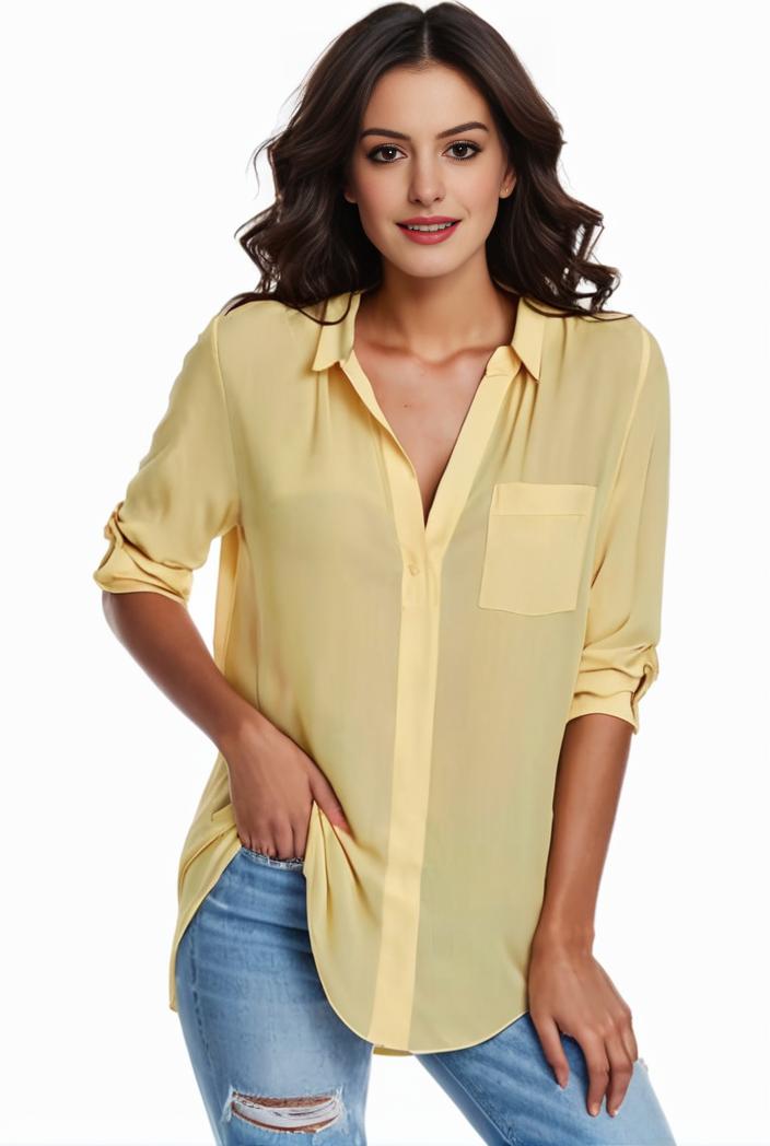 plus size formal shirt women s plus plain long sleeve turn down collar button up workwear shirt 137143