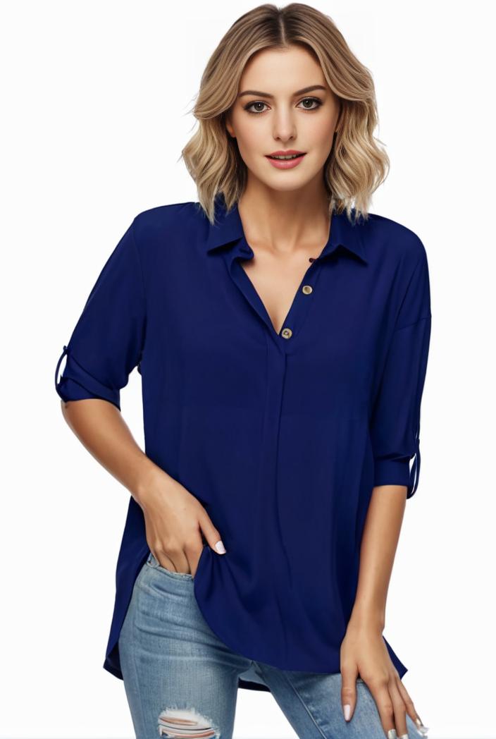 plus size formal shirt women s plus plain long sleeve turn down collar button up workwear shirt 137148