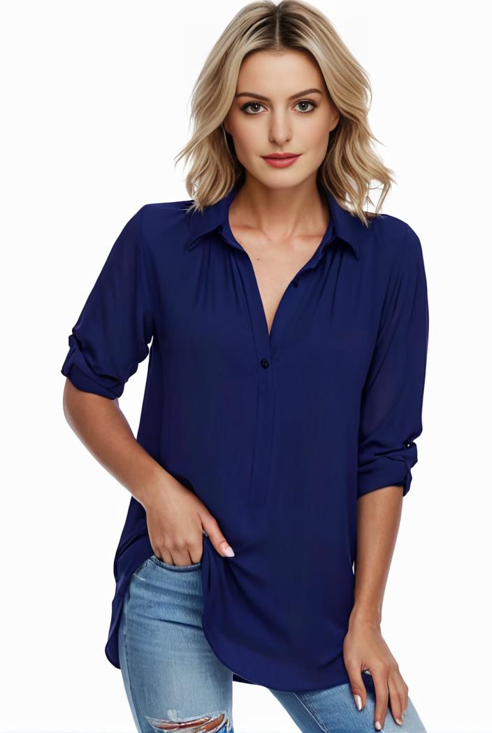 plus size formal shirt women s plus plain long sleeve turn down collar button up workwear shirt 137152