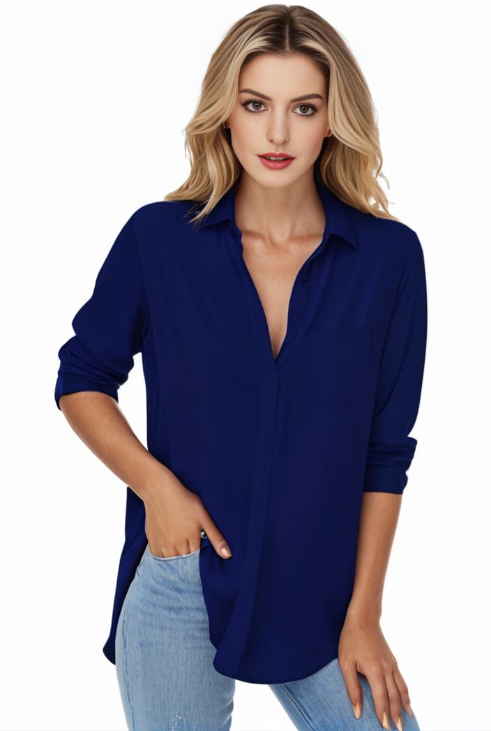 plus size formal shirt women s plus plain long sleeve turn down collar button up workwear shirt 137154
