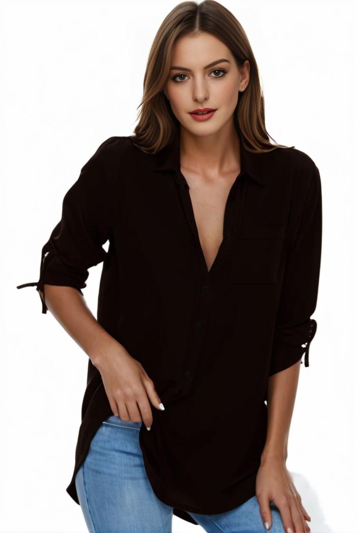 plus size formal shirt women s plus plain long sleeve turn down collar button up workwear shirt 137160