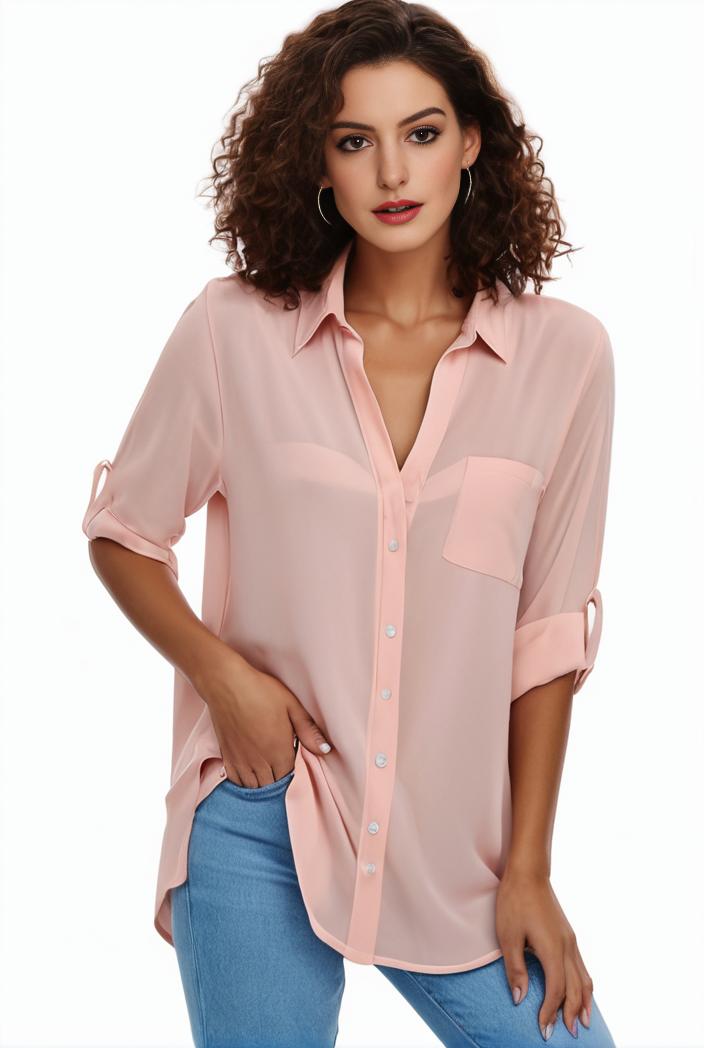 plus size formal shirt women s plus plain long sleeve turn down collar button up workwear shirt 137162