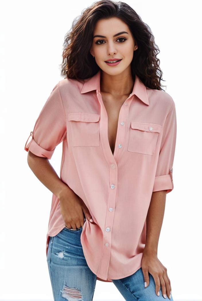 plus size formal shirt women s plus plain long sleeve turn down collar button up workwear shirt 137166