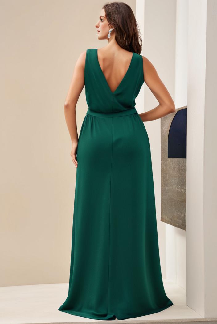 plus size shiny v neck side slit formal evening dress 138810