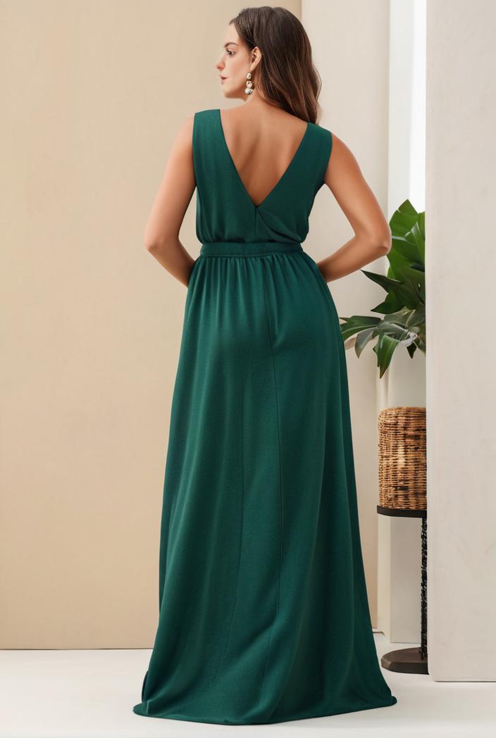 plus size shiny v neck side slit formal evening dress 138811