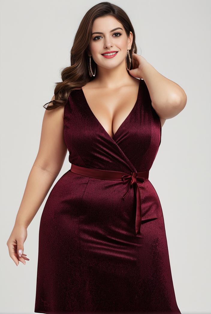 plus size shiny v neck side slit formal evening dress 138835