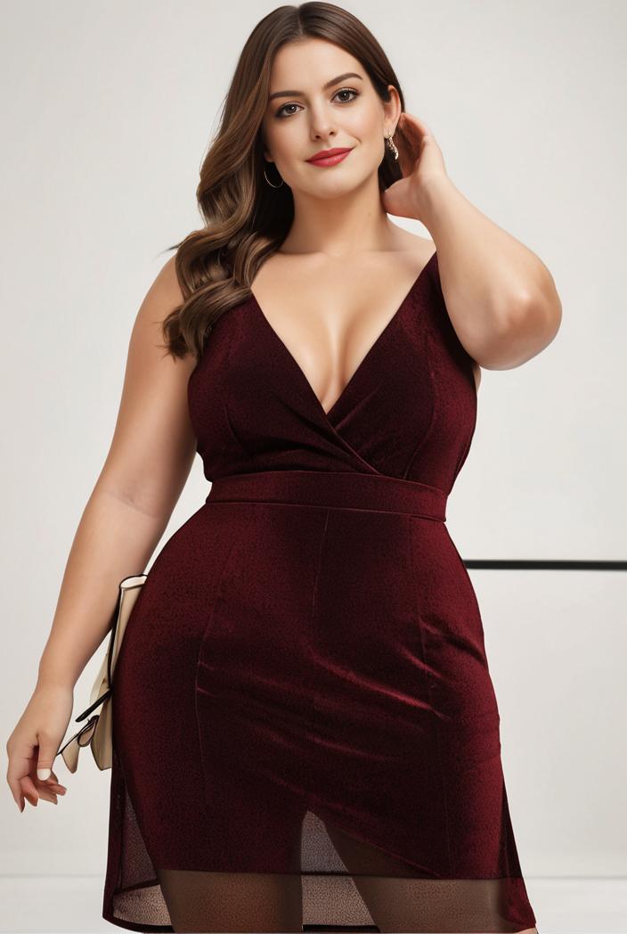plus size shiny v neck side slit formal evening dress 138834
