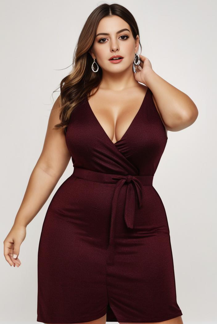 plus size shiny v neck side slit formal evening dress 138837