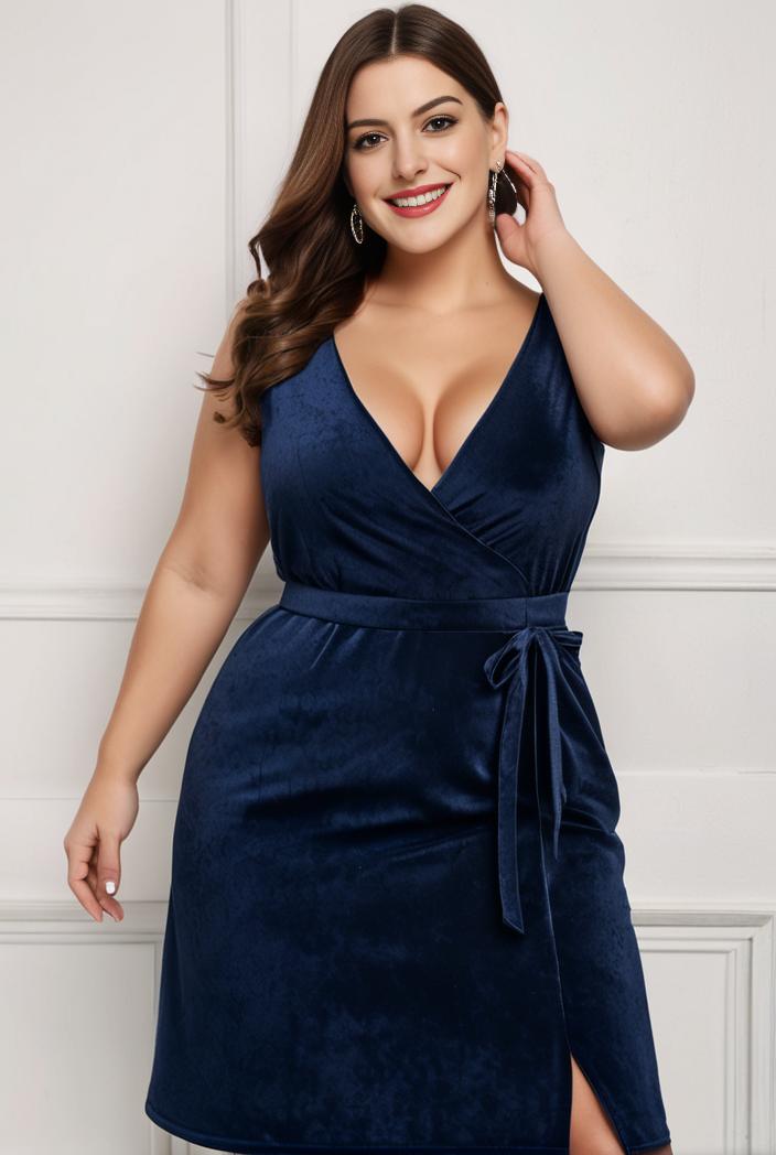 plus size shiny v neck side slit formal evening dress 138887