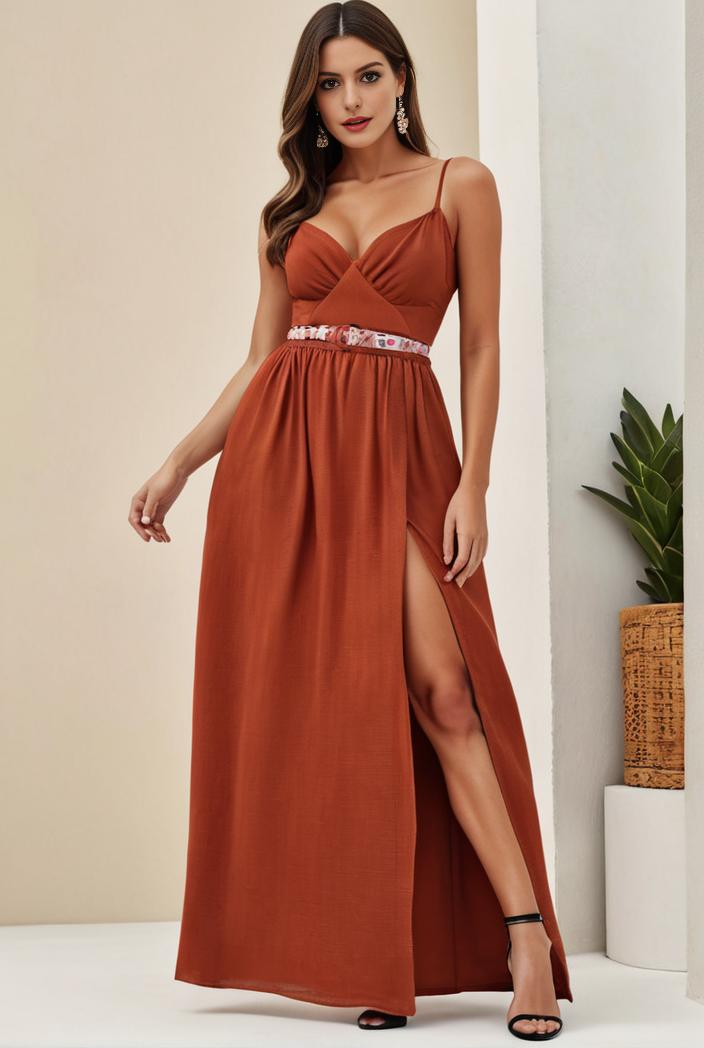 plus size shiny v neck side slit formal evening dress 138929