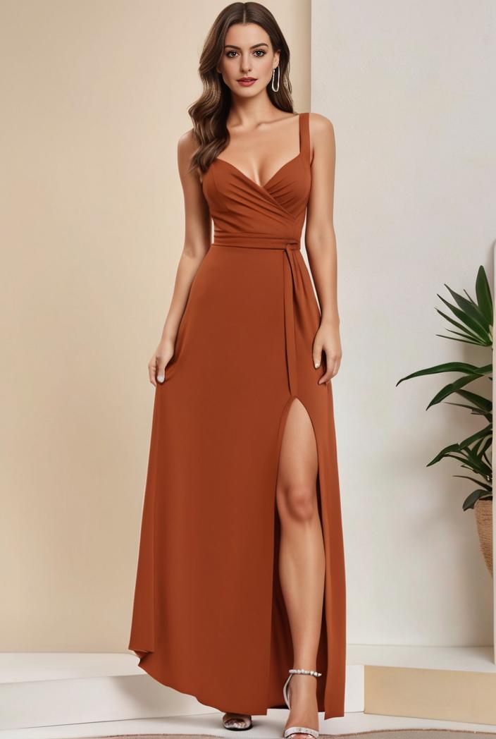plus size shiny v neck side slit formal evening dress 138935