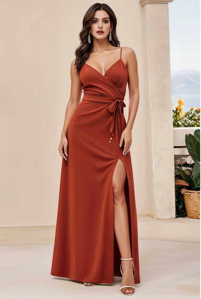 plus size shiny v neck side slit formal evening dress 138939