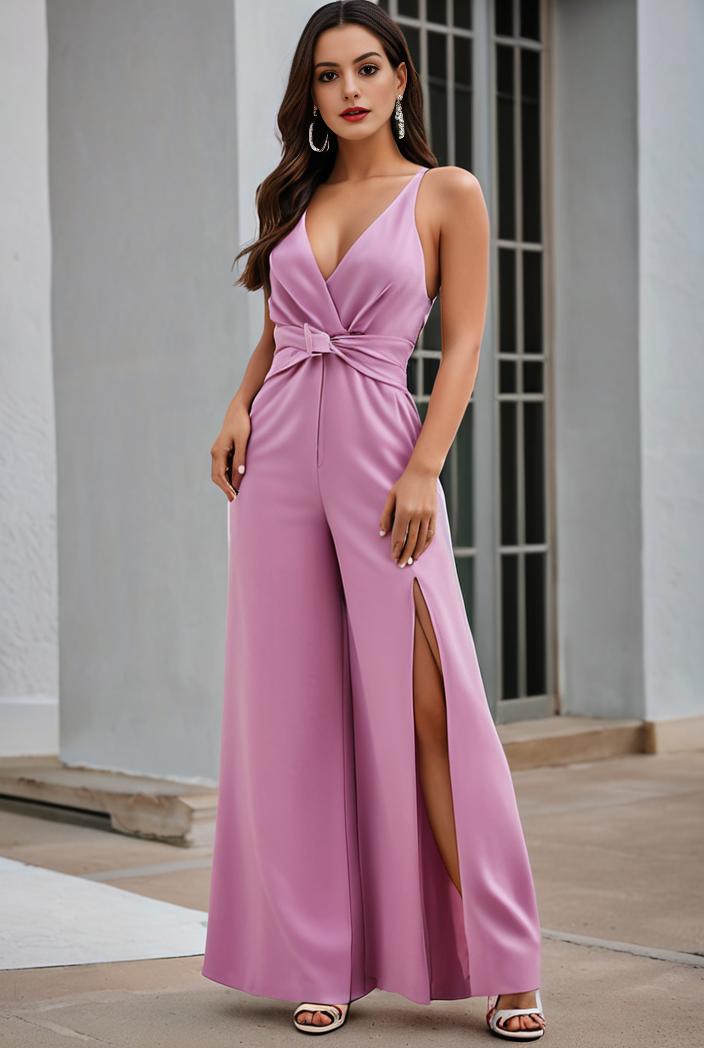 plus size shiny v neck side slit formal evening dress 139013