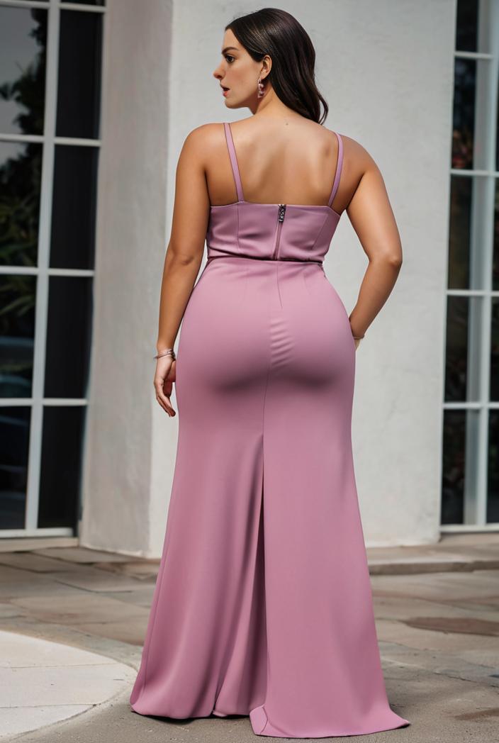 plus size shiny v neck side slit formal evening dress 139021