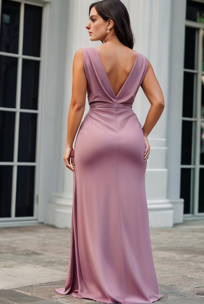 plus size shiny v neck side slit formal evening dress 139022