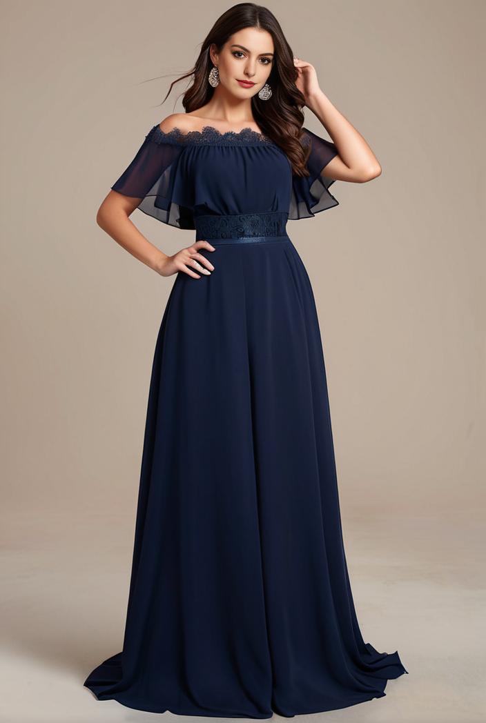 plus size simple chiffon pleated a line round neckline bridesmaid dress 139039