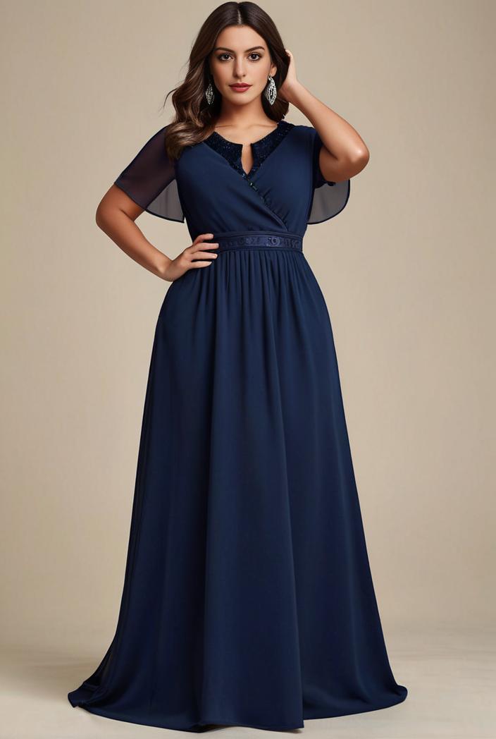 plus size simple chiffon pleated a line round neckline bridesmaid dress 139051