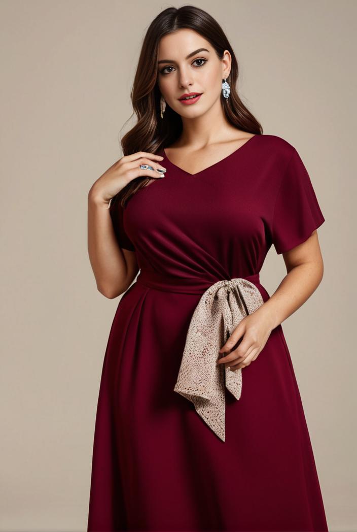 plus size simple chiffon pleated a line round neckline bridesmaid dress 139076