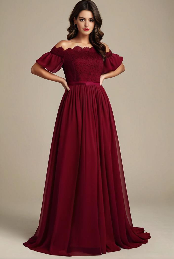 plus size simple chiffon pleated a line round neckline bridesmaid dress 139085