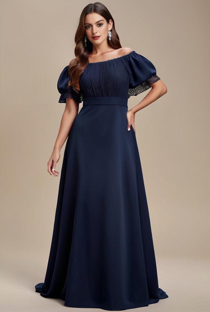 plus size simple chiffon pleated a line round neckline bridesmaid dress 139102