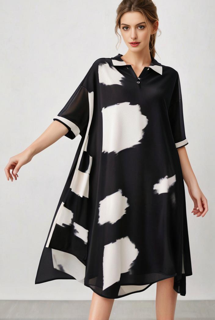 size curve dresses plus size loose elegant floral pattern stitching midi dress 142638