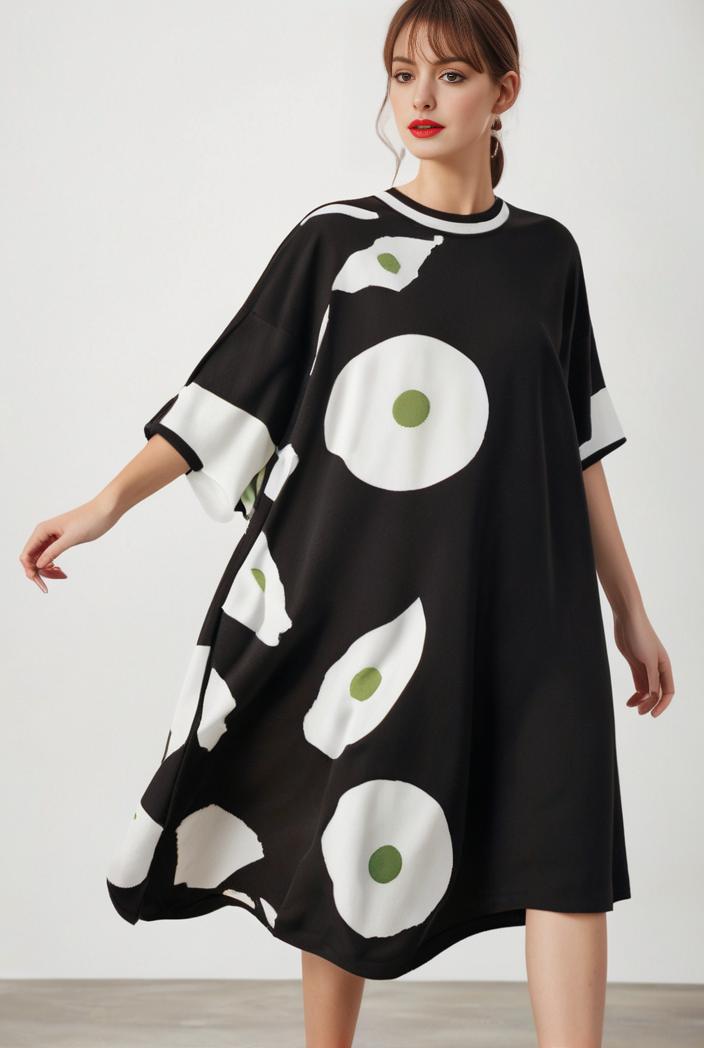 size curve dresses plus size loose elegant floral pattern stitching midi dress 142641
